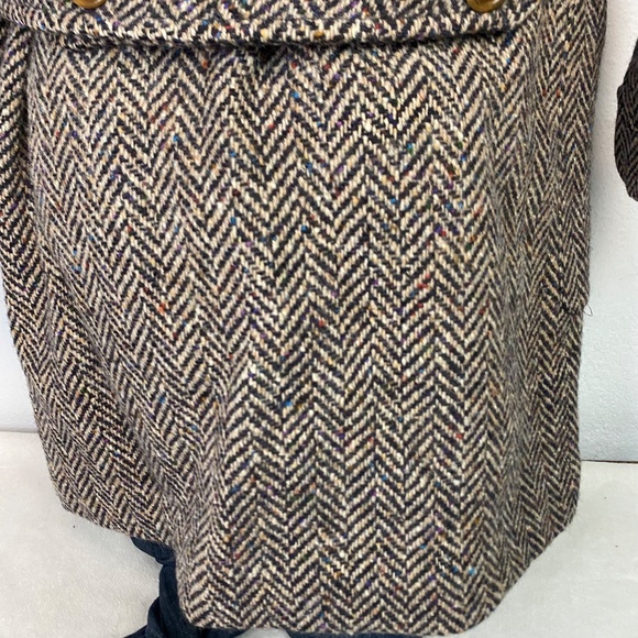 Paul Levy Womens M Midi Herringbone Double Breasted Tweed Fray Cuffs Silk Blend - Picture 9 of 11